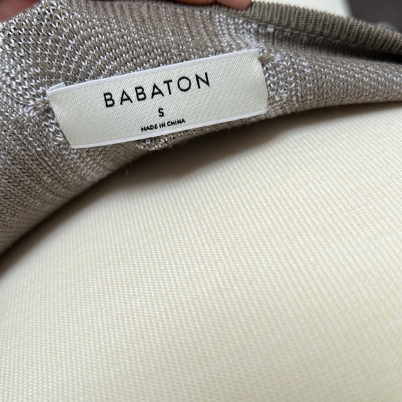 NWOT Aritzia Babaton Striped Taupe and White Sculpt Crop Strapless Tube Top Sz S - Picture 3 of 4